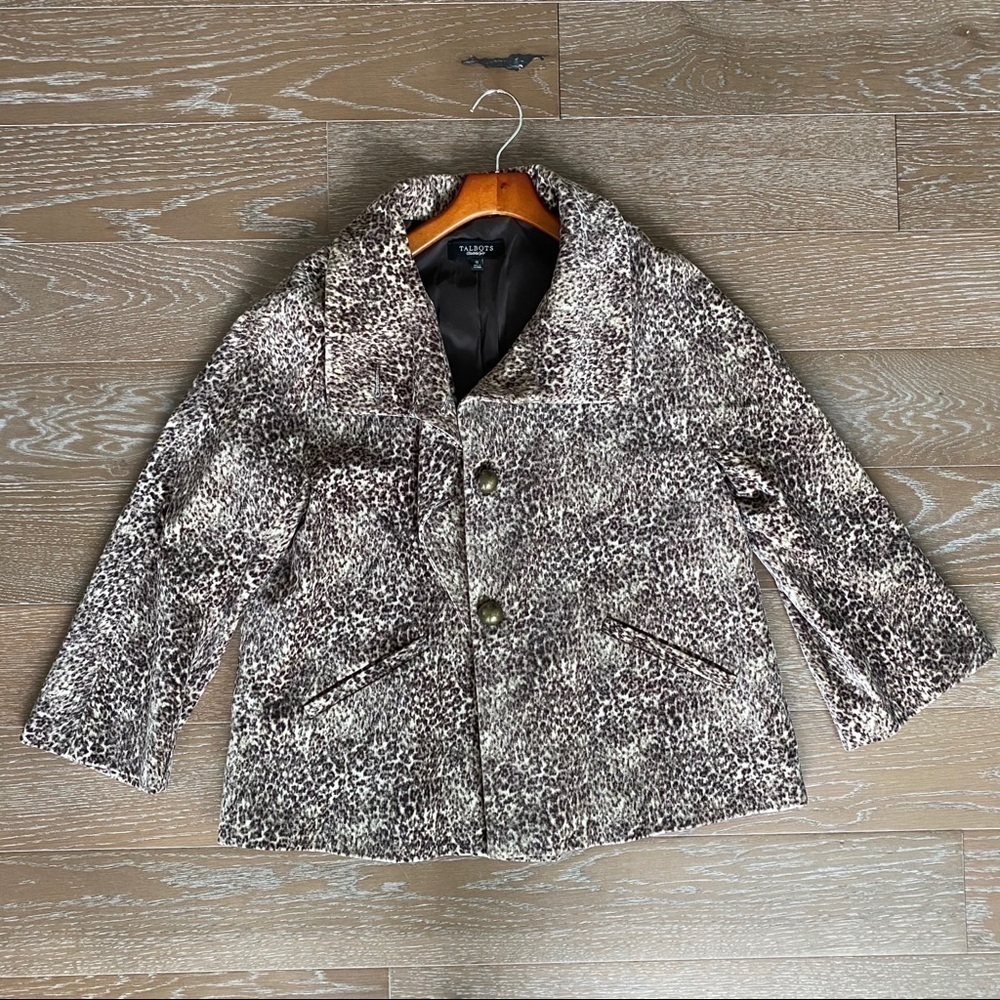 Talbots Leopard Print Velvet Blazer | Brown | 12